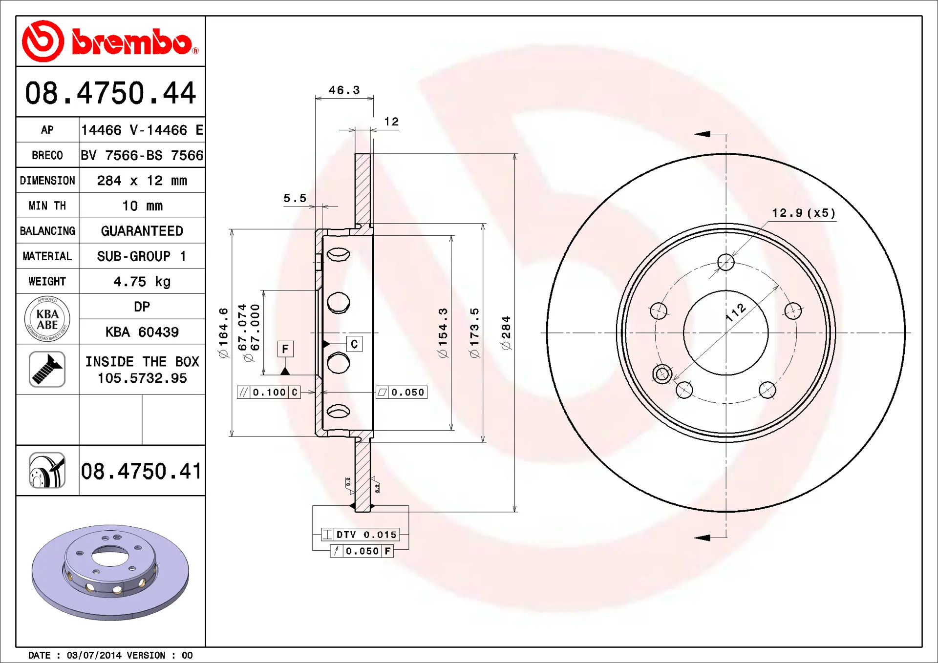 Mercedes C Serisi W202 C 200 D Ön Fren Diski | BREMBO 08475041