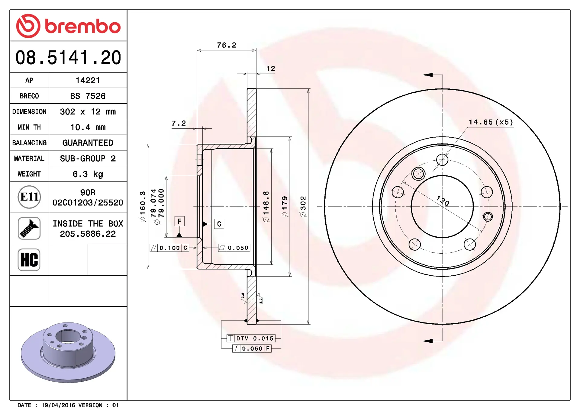 BMW 5 Serisi E34 524 td Ön Fren Diski | BREMBO 08514120