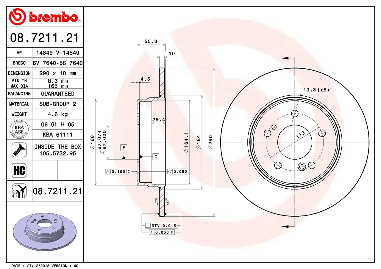 Mercedes C Serisi W203 C 200 Kompressor Arka Fren Diski | BREMBO 08721121