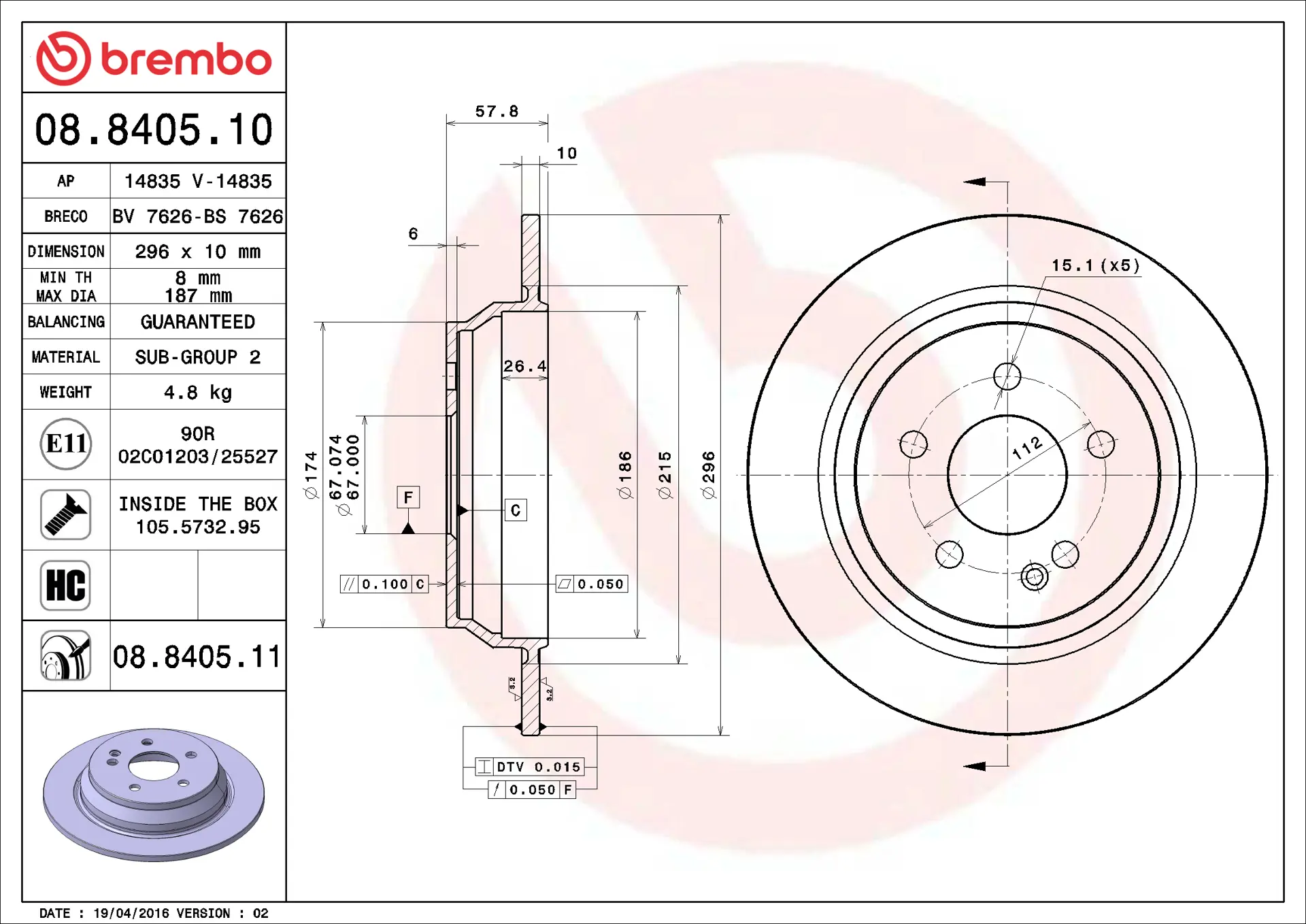 Mercedes Vito Serisi W639 3.5 Arka Fren Diski | BREMBO 08840510