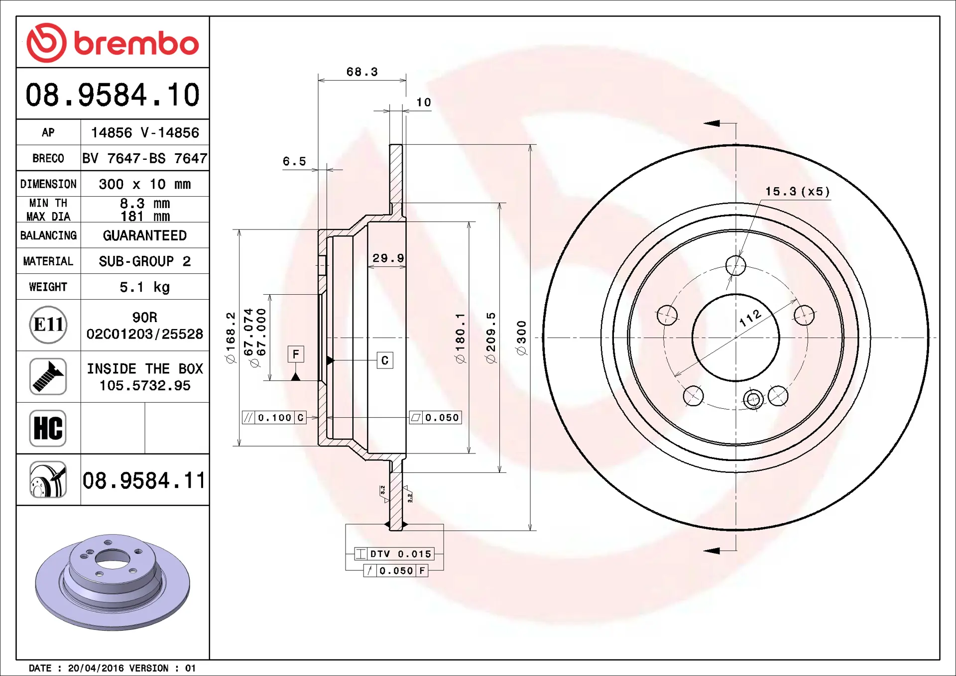 Mercedes E Serisi W211 E 240 Arka Fren Diski | BREMBO 08958410