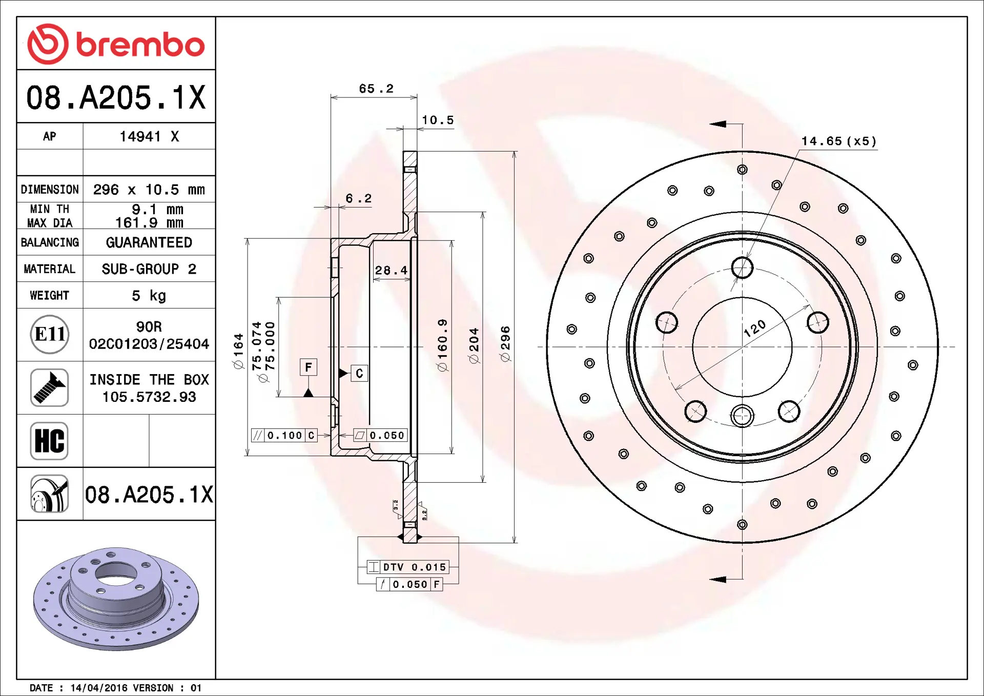 BMW 1 Serisi E81 120 i Arka Fren Diski | BREMBO 08A2051X