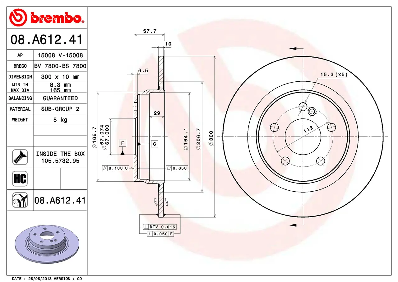 Mercedes C Serisi W204 C 300 Arka Fren Diski | BREMBO 08A61241
