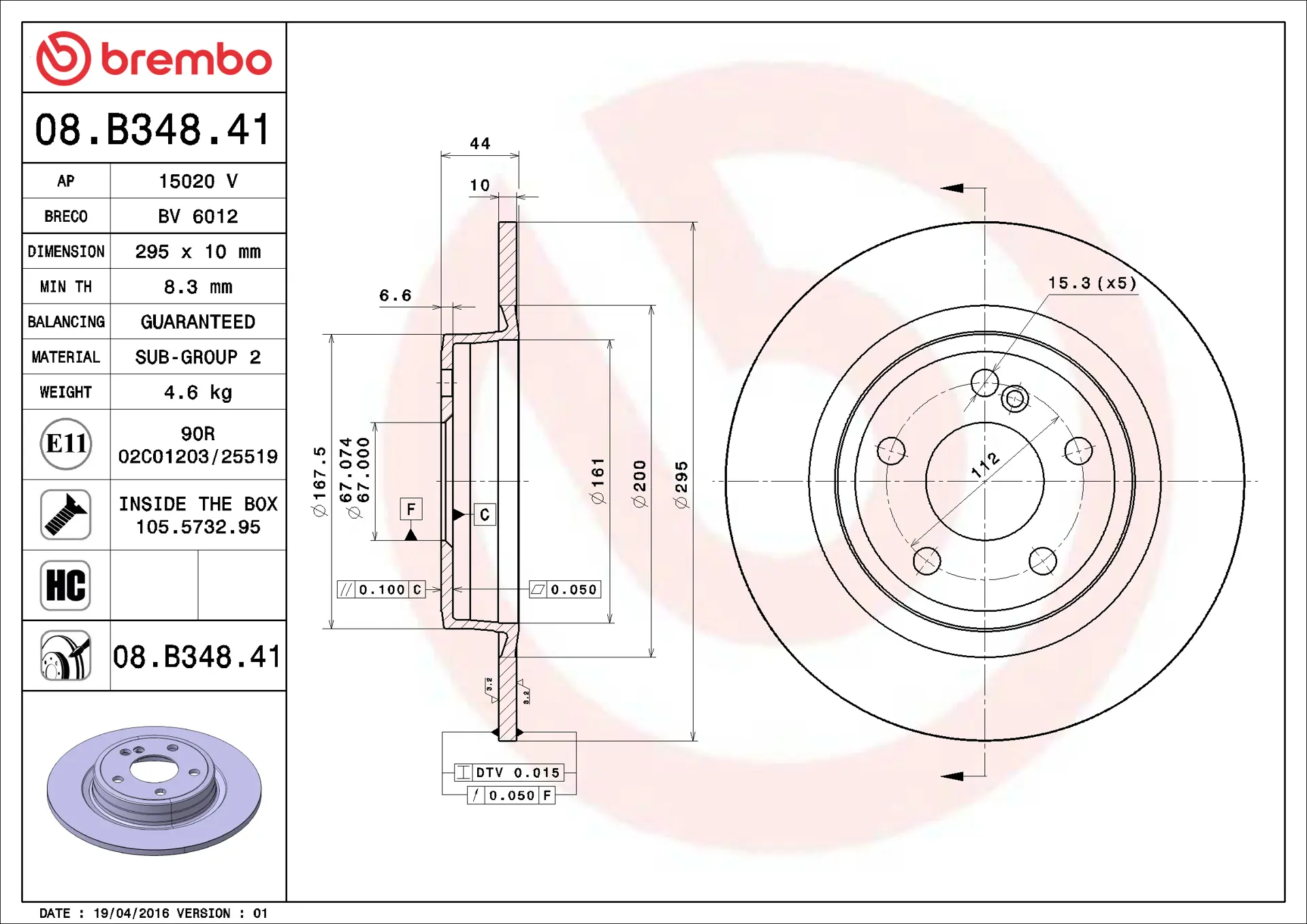 Mercedes B Serisi W246 B 200 CDI Arka Fren Diski | BREMBO 08B34841