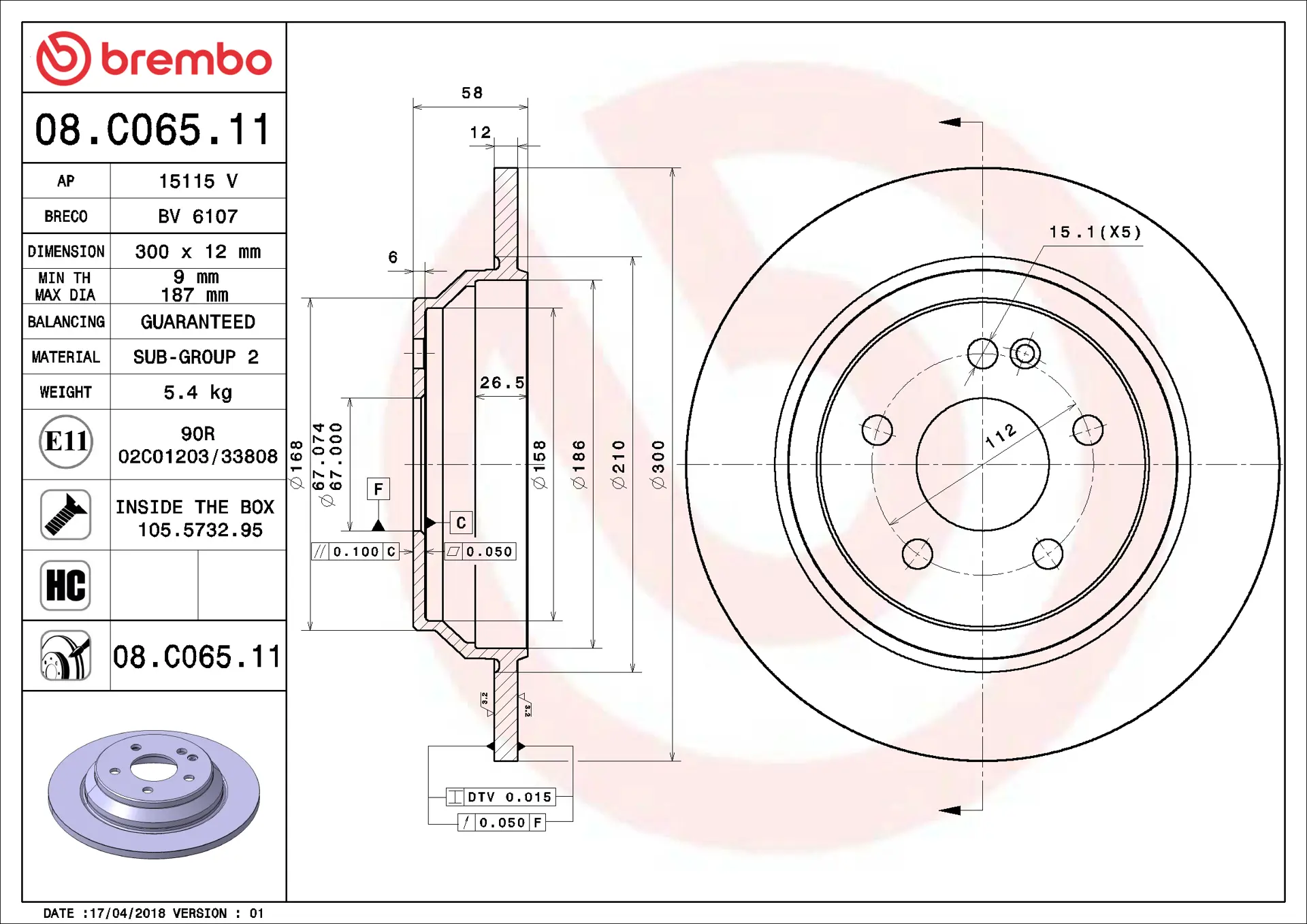 Mercedes Vito Serisi W447 200 CDI 4-matic Arka Fren Diski | BREMBO 08C06511
