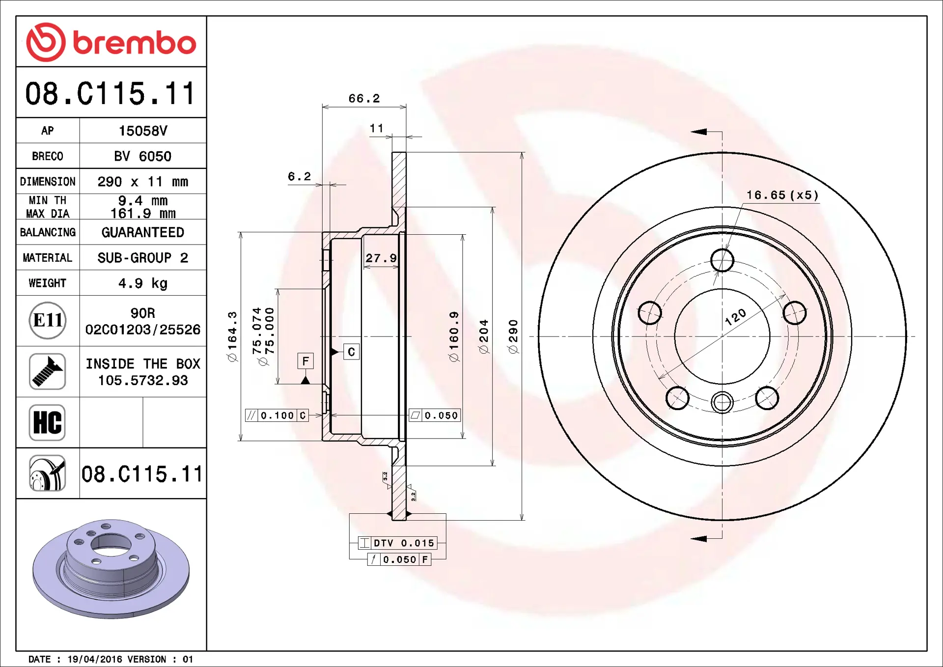 BMW 1 Serisi F20 116 d Arka Fren Diski | BREMBO 08C11511