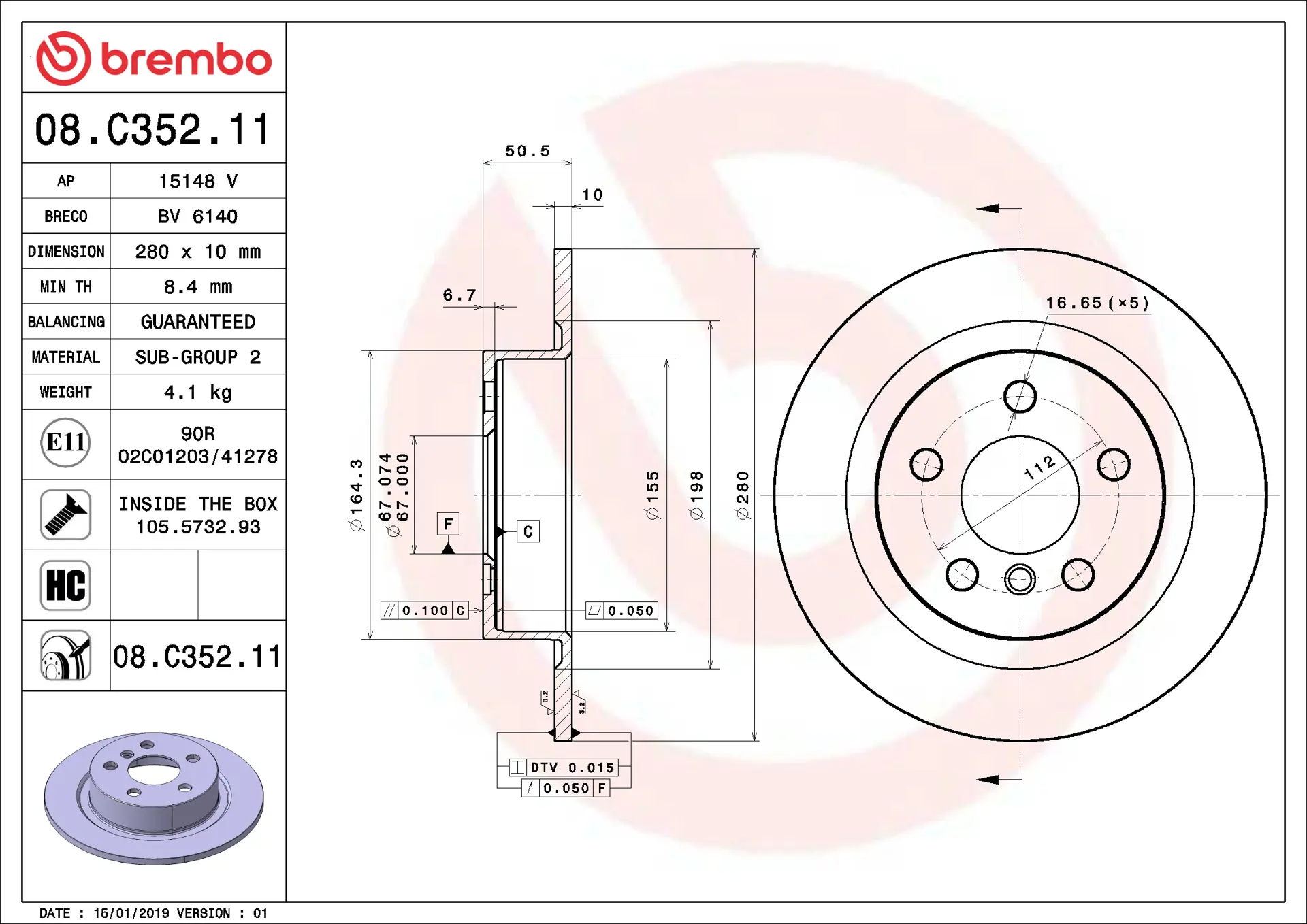 BMW 2 Serisi F45 Active Tourer 218 d Arka Fren Diski | BREMBO 08C35211