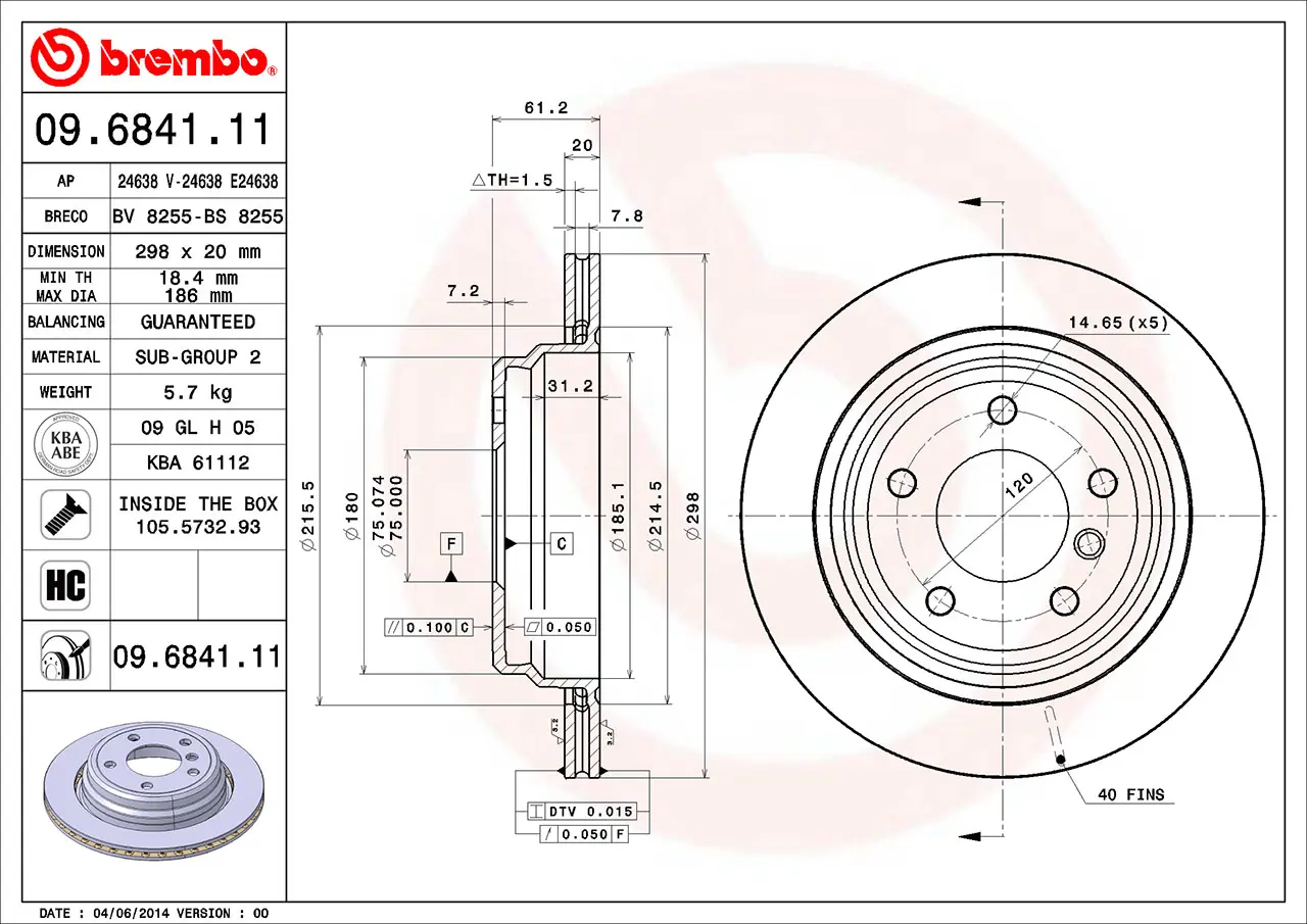 BMW 5 Serisi E39 525 tds Arka Fren Diski Havalandırmalı | BREMBO 09684111
