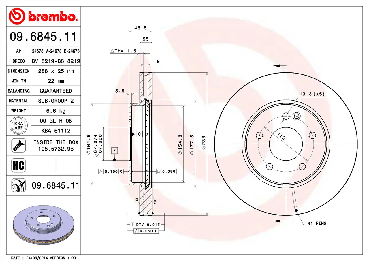 Mercedes C Serisi W202 C 250 T Turbo-D Ön Fren Diski Havalandırmalı | BREMBO 09684511