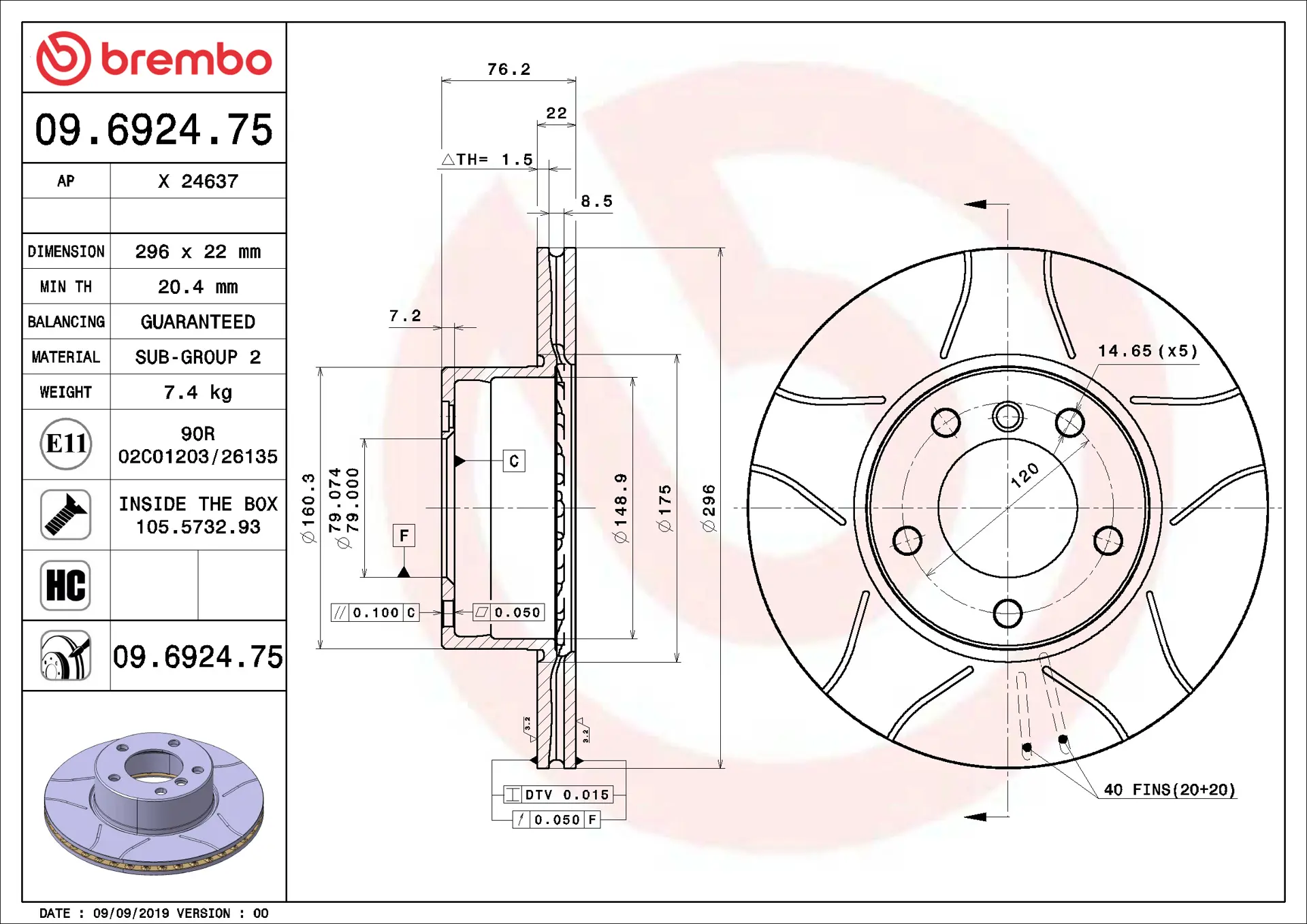 BMW 5 Serisi E39 528 i Ön Fren Diski Havalandırmalı | BREMBO 09692475