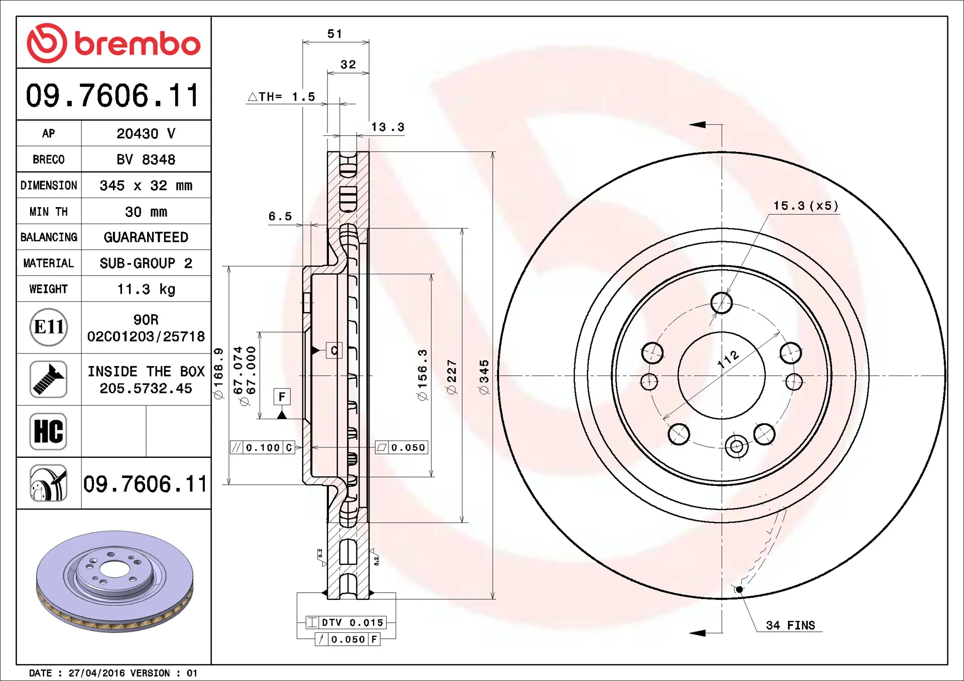 Mercedes ML Serisi W163 ML 350 Ön Fren Diski Havalandırmalı | BREMBO 09760611