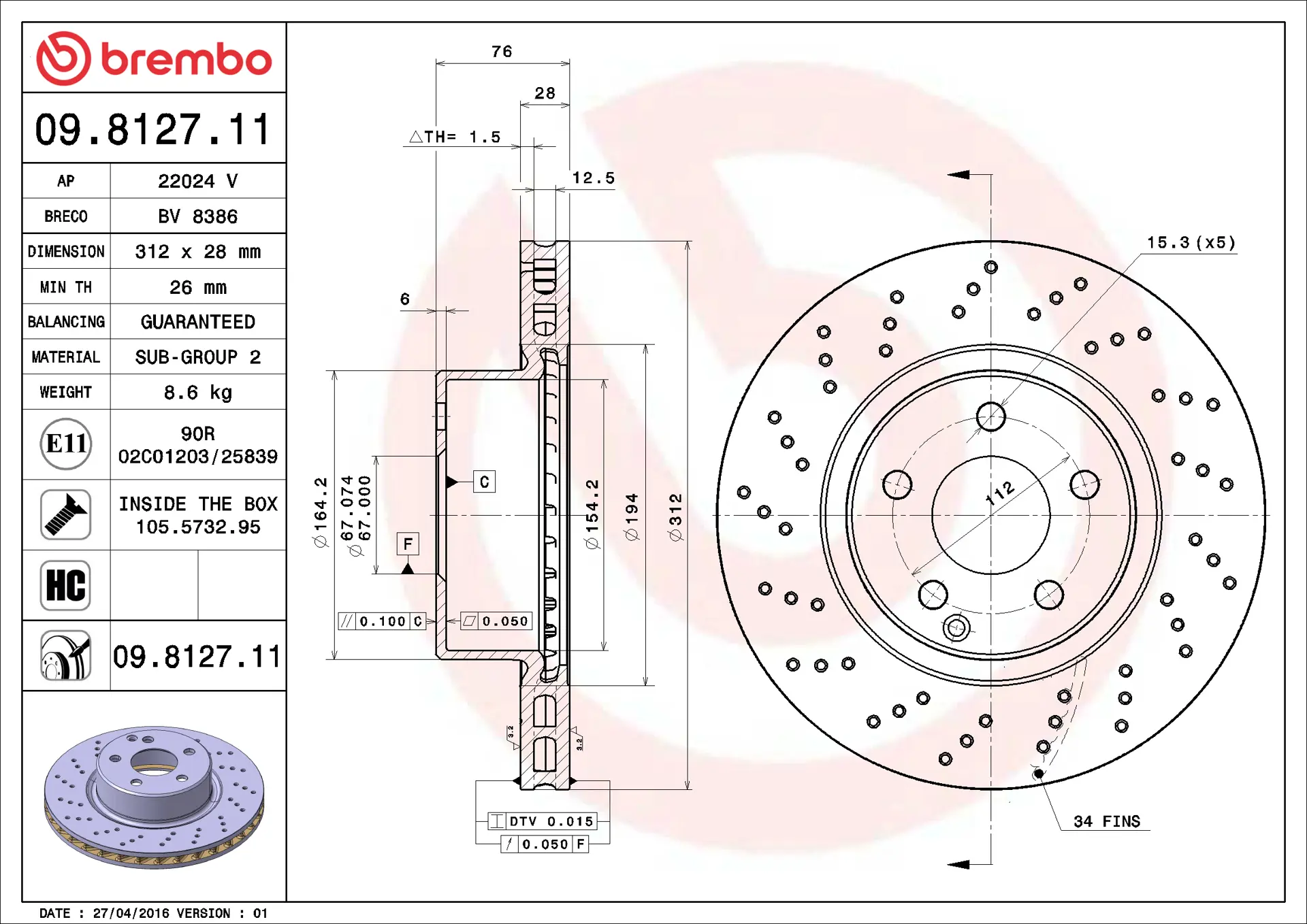 Mercedes S Serisi W220 S 280 Ön Fren Diski Havalandırmalı | BREMBO 09812711