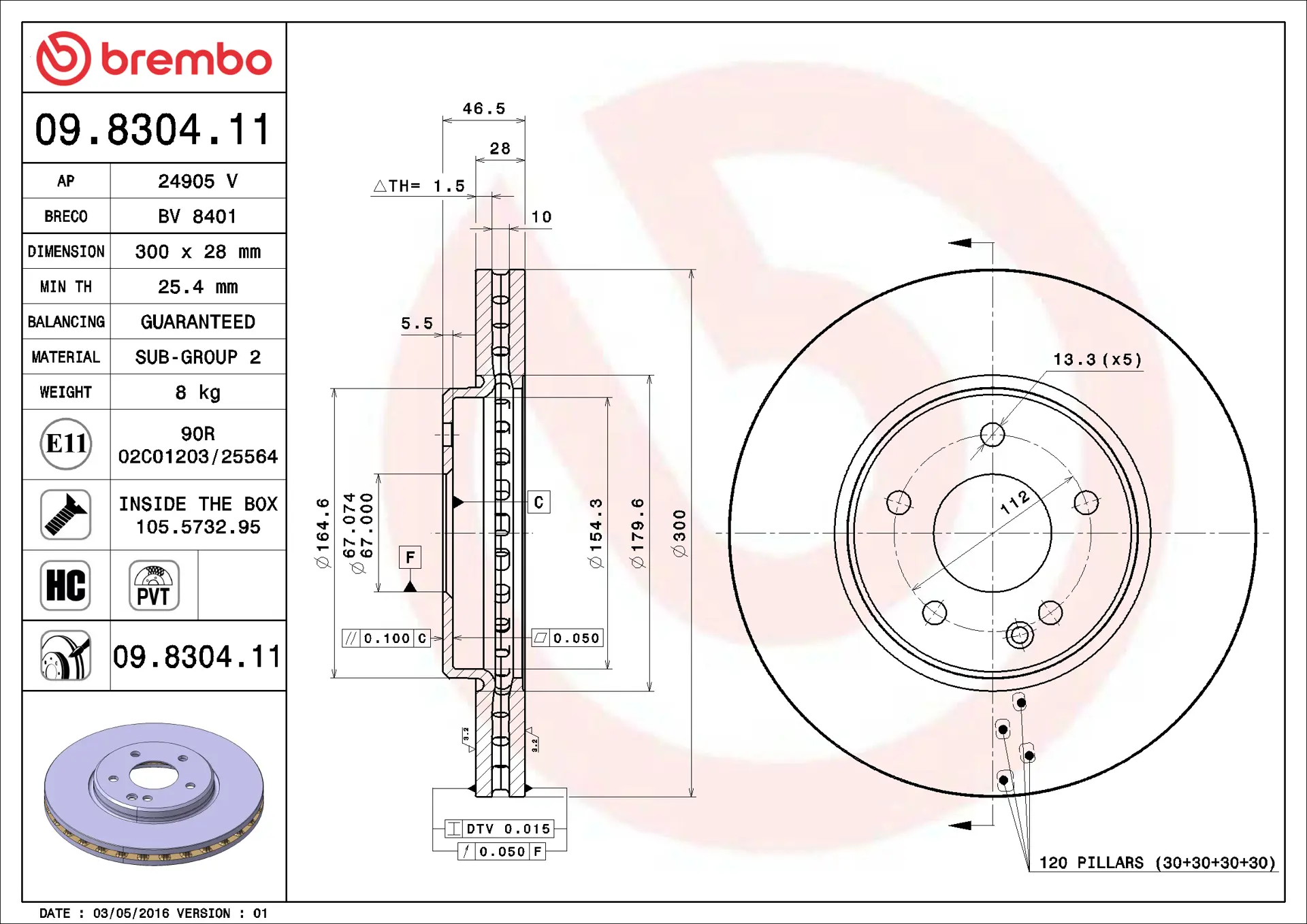 Mercedes CLK Serisi W209 CLK 320 Ön Fren Diski Havalandırmalı | BREMBO 09830411