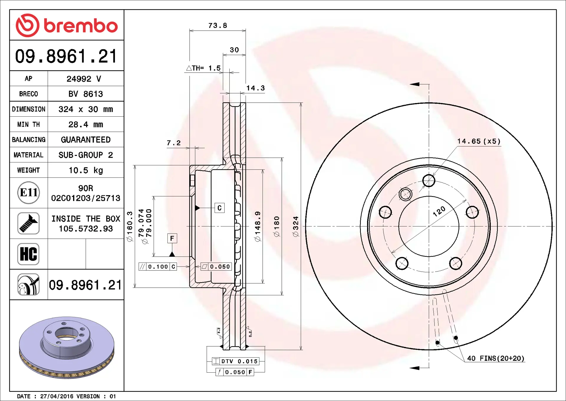 BMW 5 Serisi E39 535 i Ön Fren Diski Havalandırmalı | BREMBO 09896121