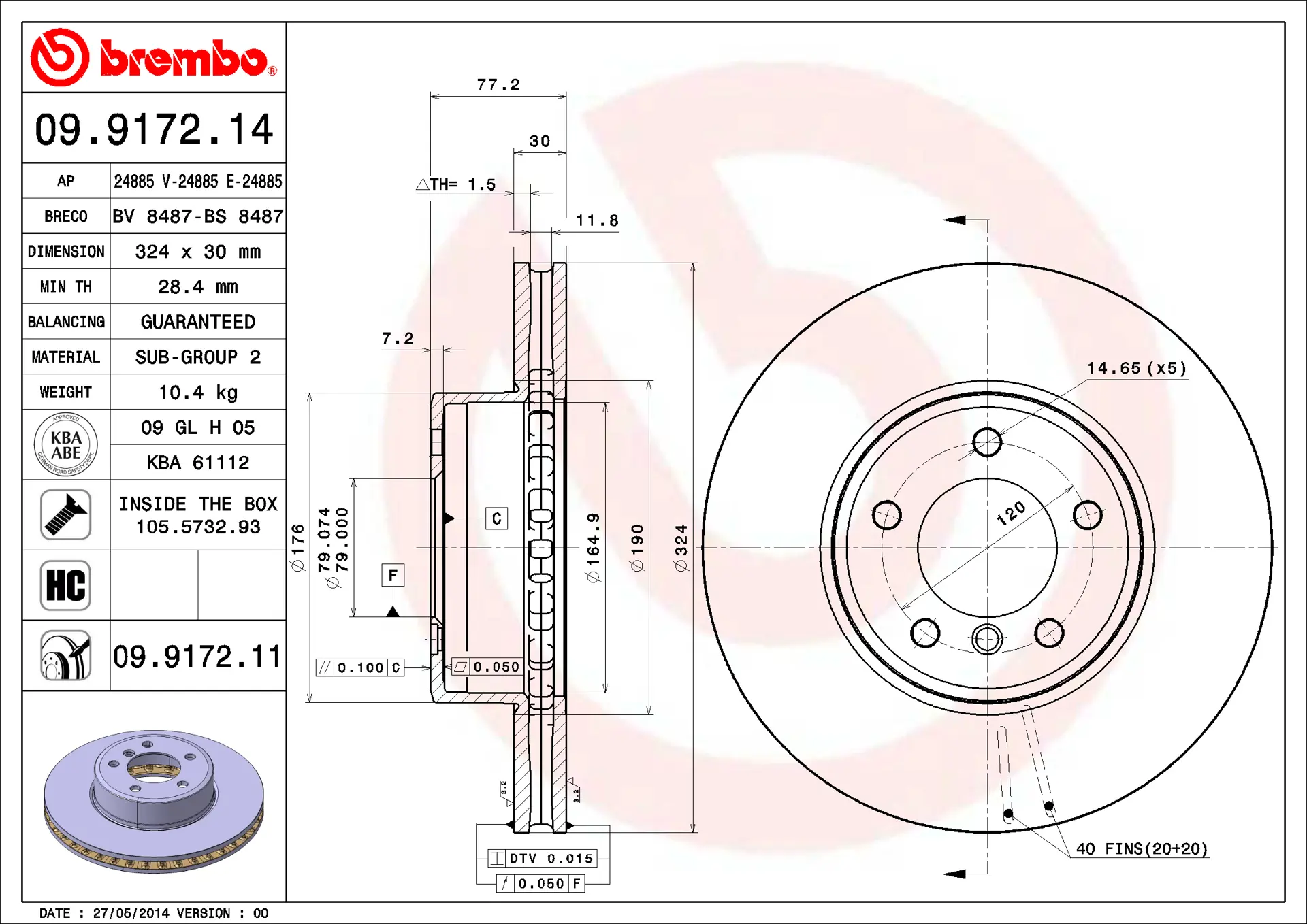 BMW 5 Serisi E60 530 d xDrive Ön Fren Diski Havalandırmalı | BREMBO 09917211