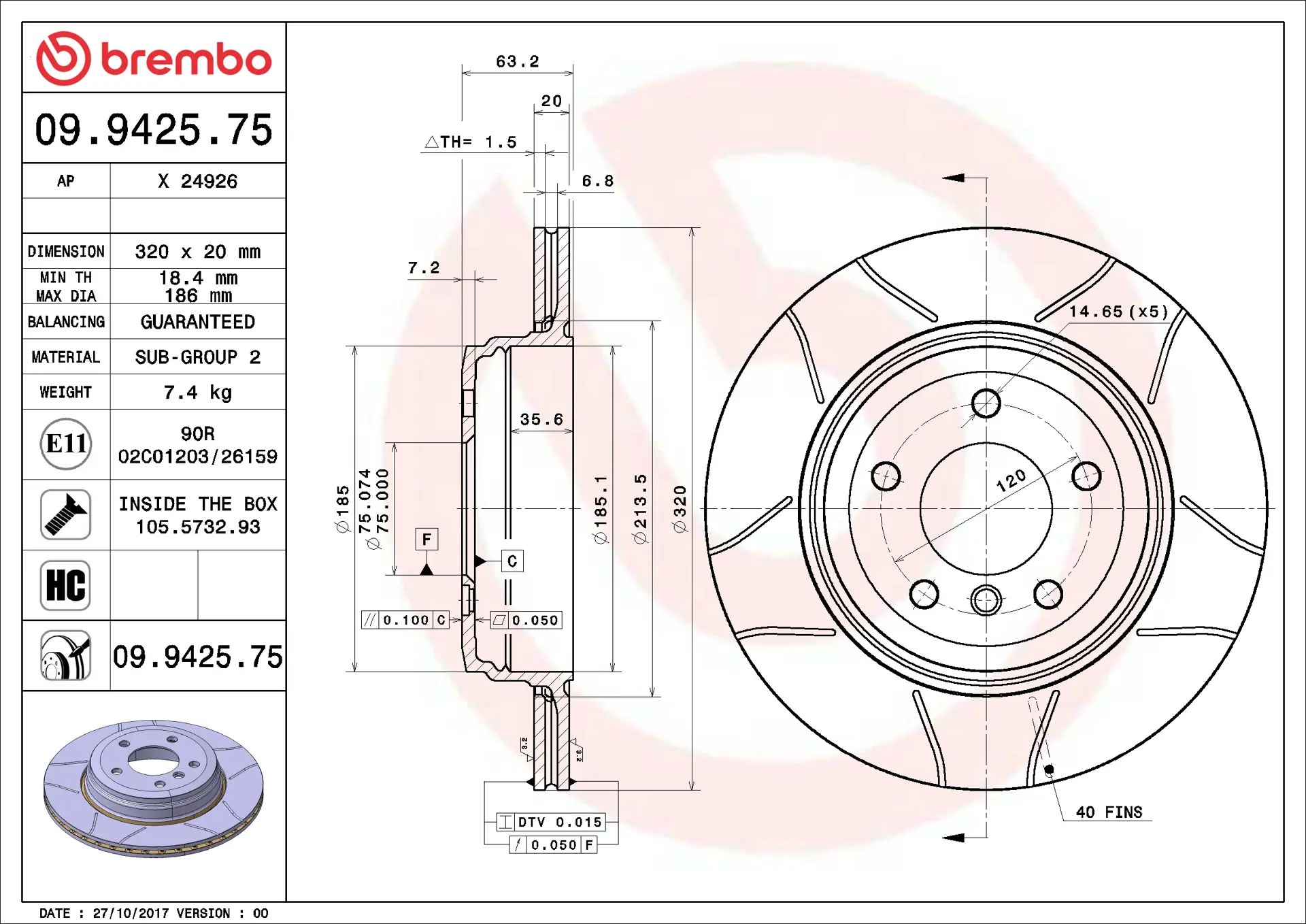 BMW 5 Serisi E60 523 i Arka Fren Diski Havalandırmalı | BREMBO 09942575