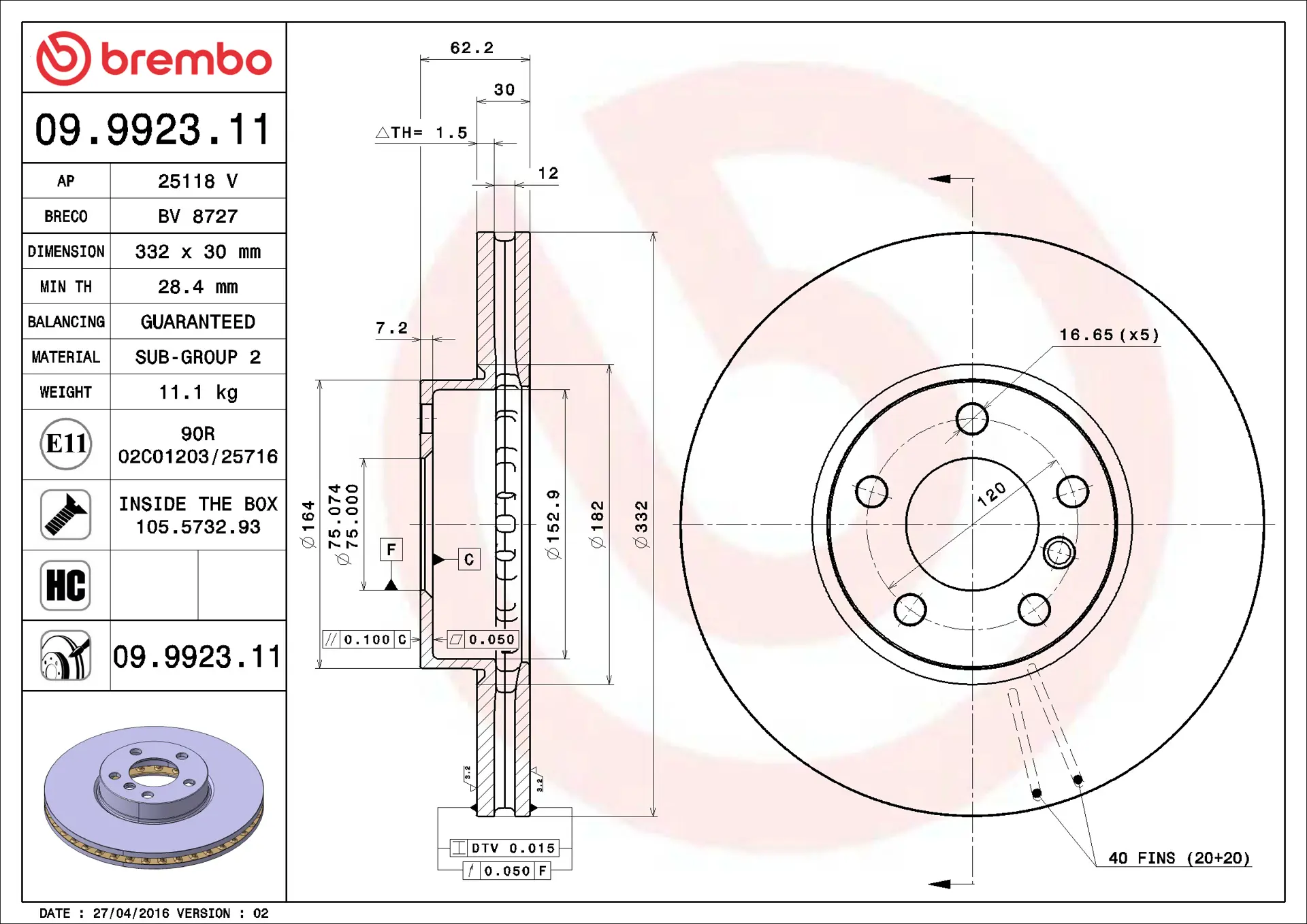 BMW X5 Serisi F85 xDrive 35 i Ön Fren Diski Havalandırmalı | BREMBO 09992311