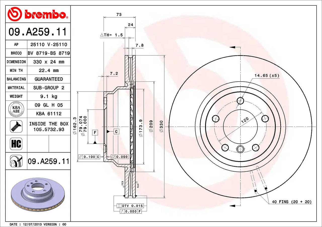 BMW 3 Serisi E90 320 d xDrive Ön Fren Diski Havalandırmalı | BREMBO 09A25911