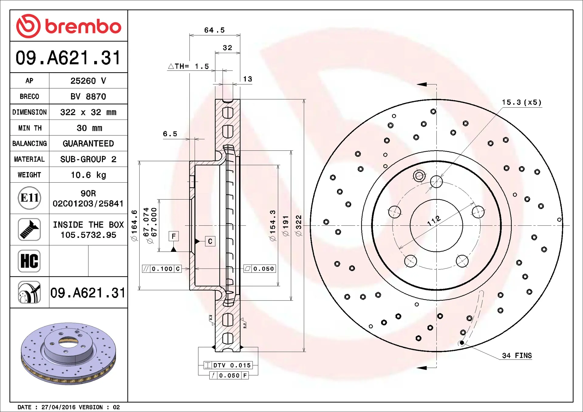 Mercedes C Serisi W204 C 350 Ön Fren Diski Havalandırmalı | BREMBO 09A62131