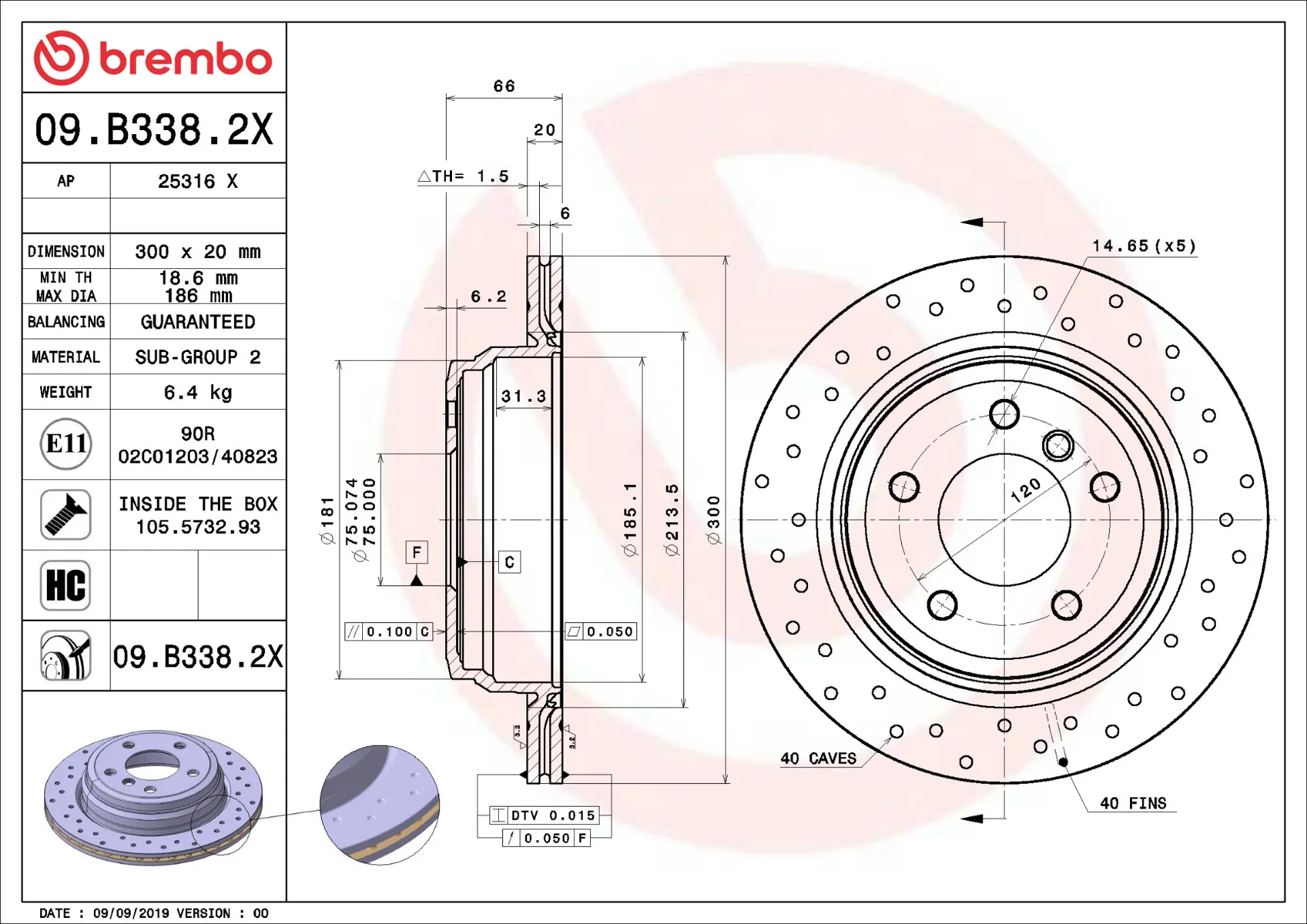 BMW 3 Serisi E90 325 xi Arka Fren Diski Havalandırmalı | BREMBO 09B3382X