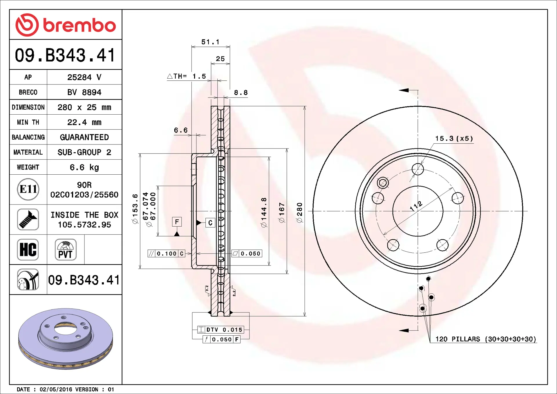 Mercedes A Serisi W176 A 180 Ön Fren Diski Havalandırmalı | BREMBO 09B34341