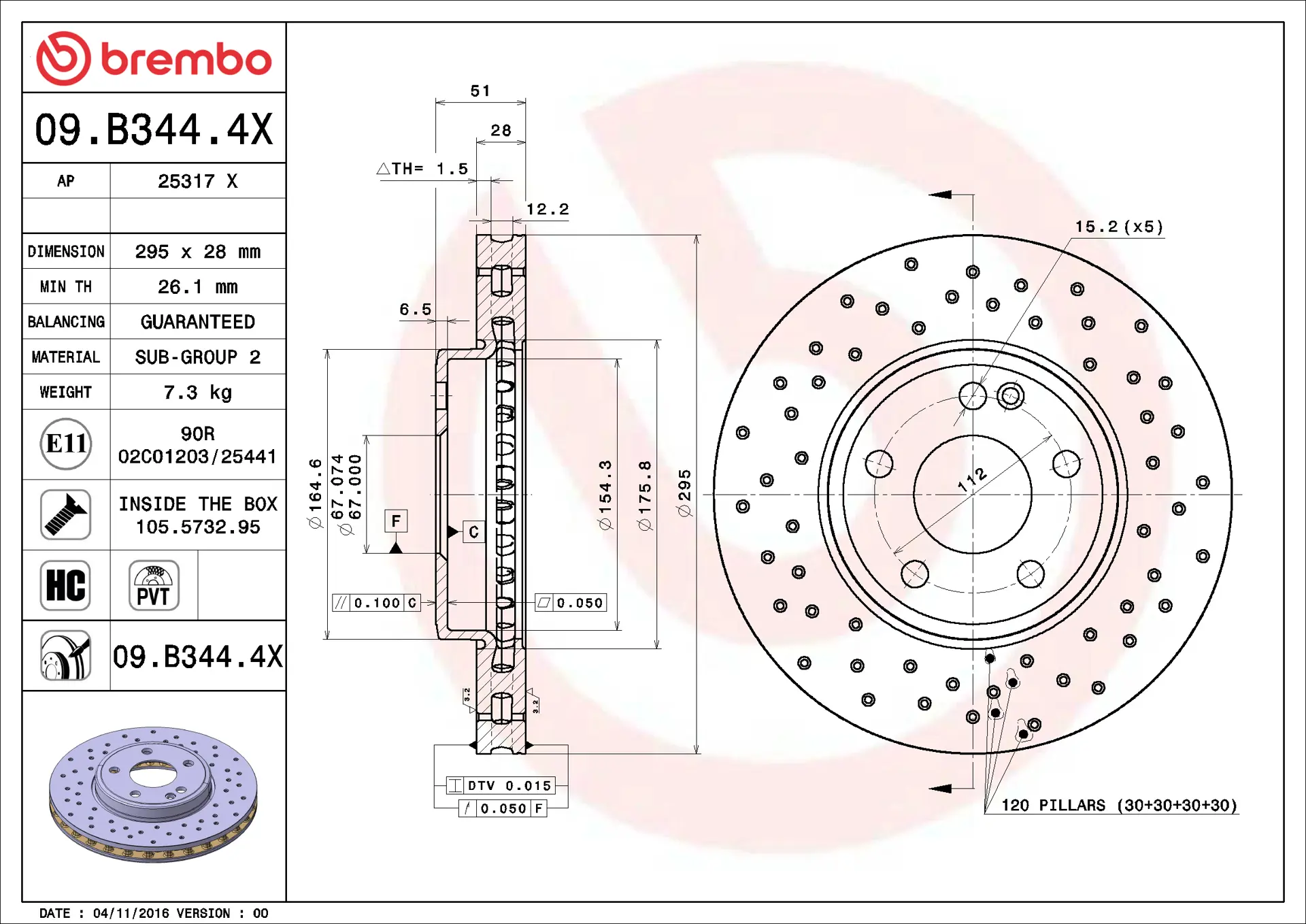 Mercedes B Serisi W246 B 200 Ön Fren Diski Havalandırmalı | BREMBO 09B3444X