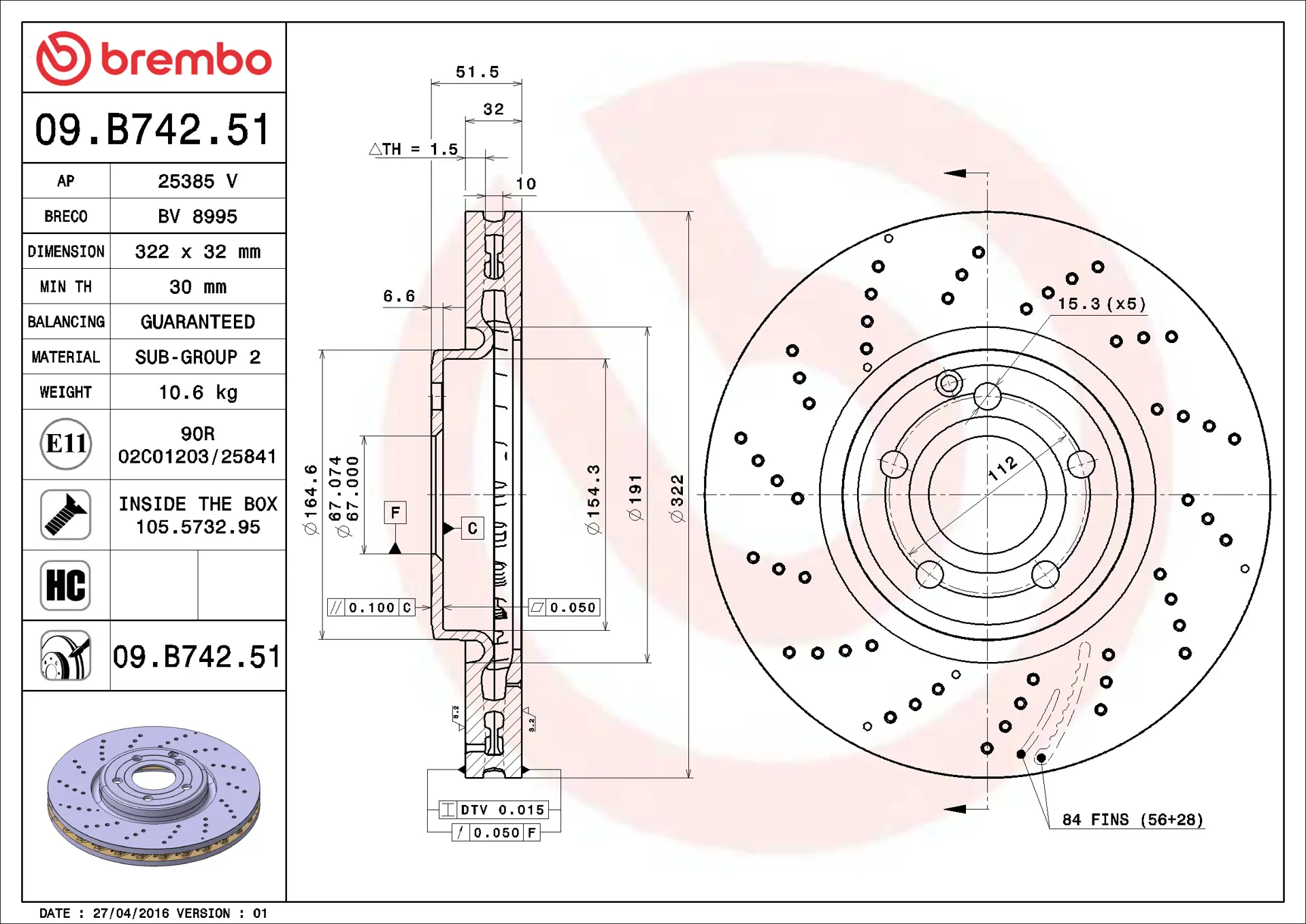 Mercedes CLS Serisi W218 CLS 350 BlueTEC / d 4-matic Ön Fren Diski Havalandırmalı | BREMBO 09B74251