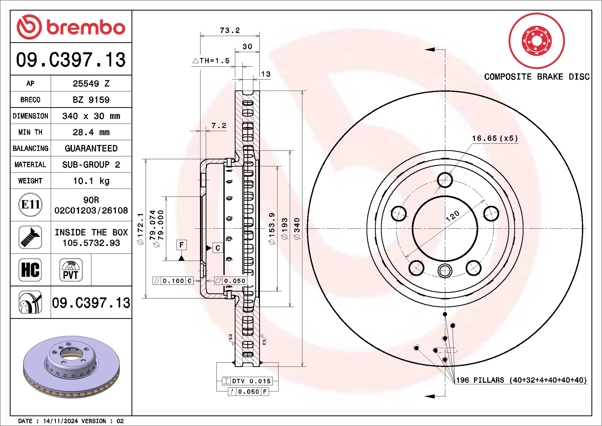 BMW 1 Serisi F20 118 d xDrive Ön Fren Diski Havalandırmalı | BREMBO 09C39713