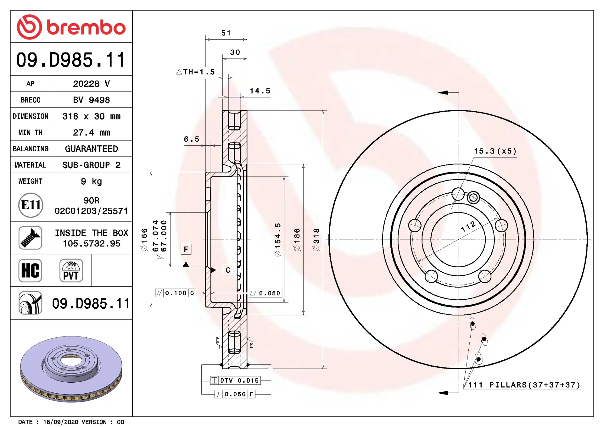 Mercedes GLA Serisi H247 GLA 180 d Ön Fren Diski Havalandırmalı | BREMBO 09D98511