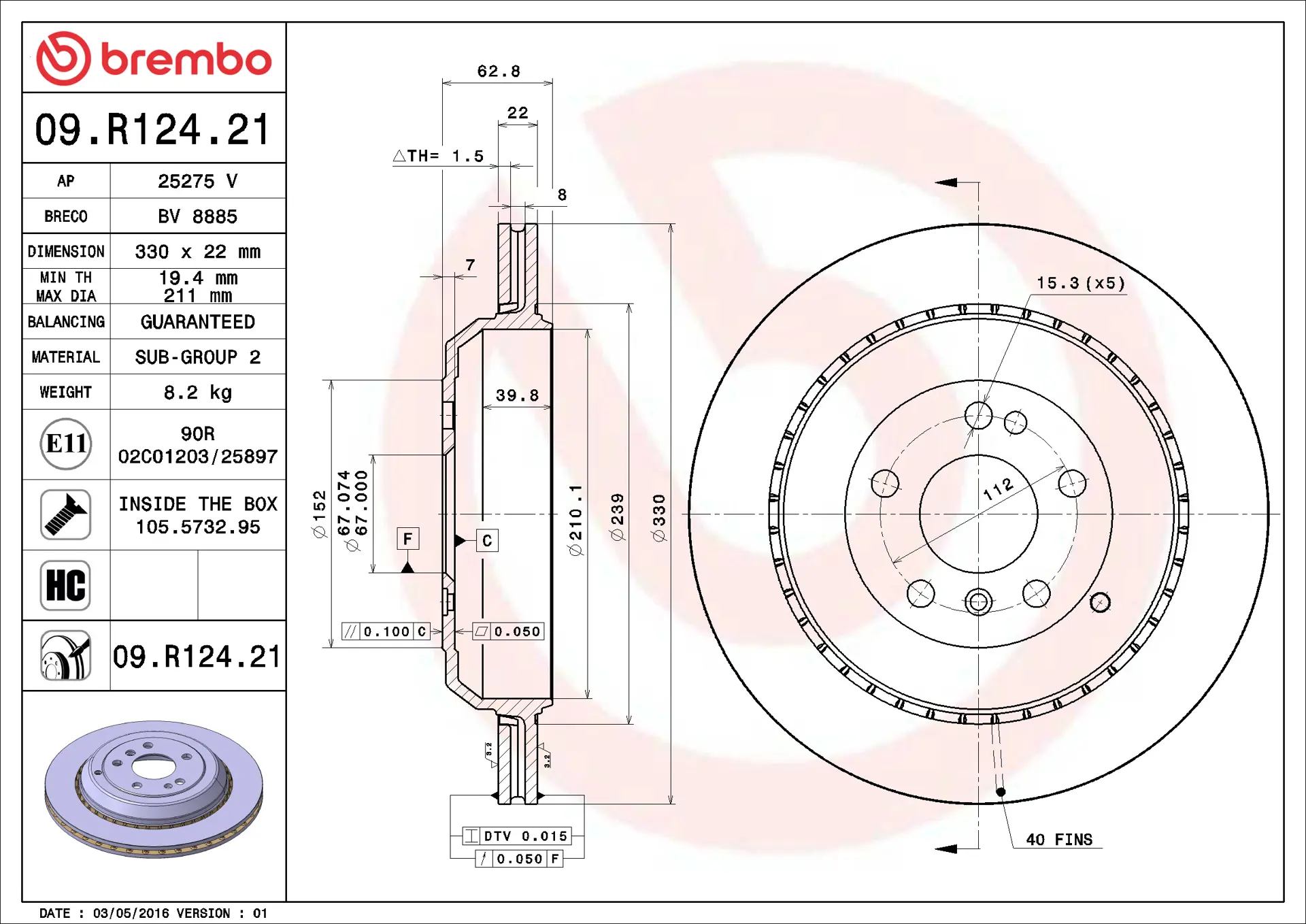 Mercedes R Serisi W251 R 300 Arka Fren Diski Havalandırmalı | BREMBO 09R12421
