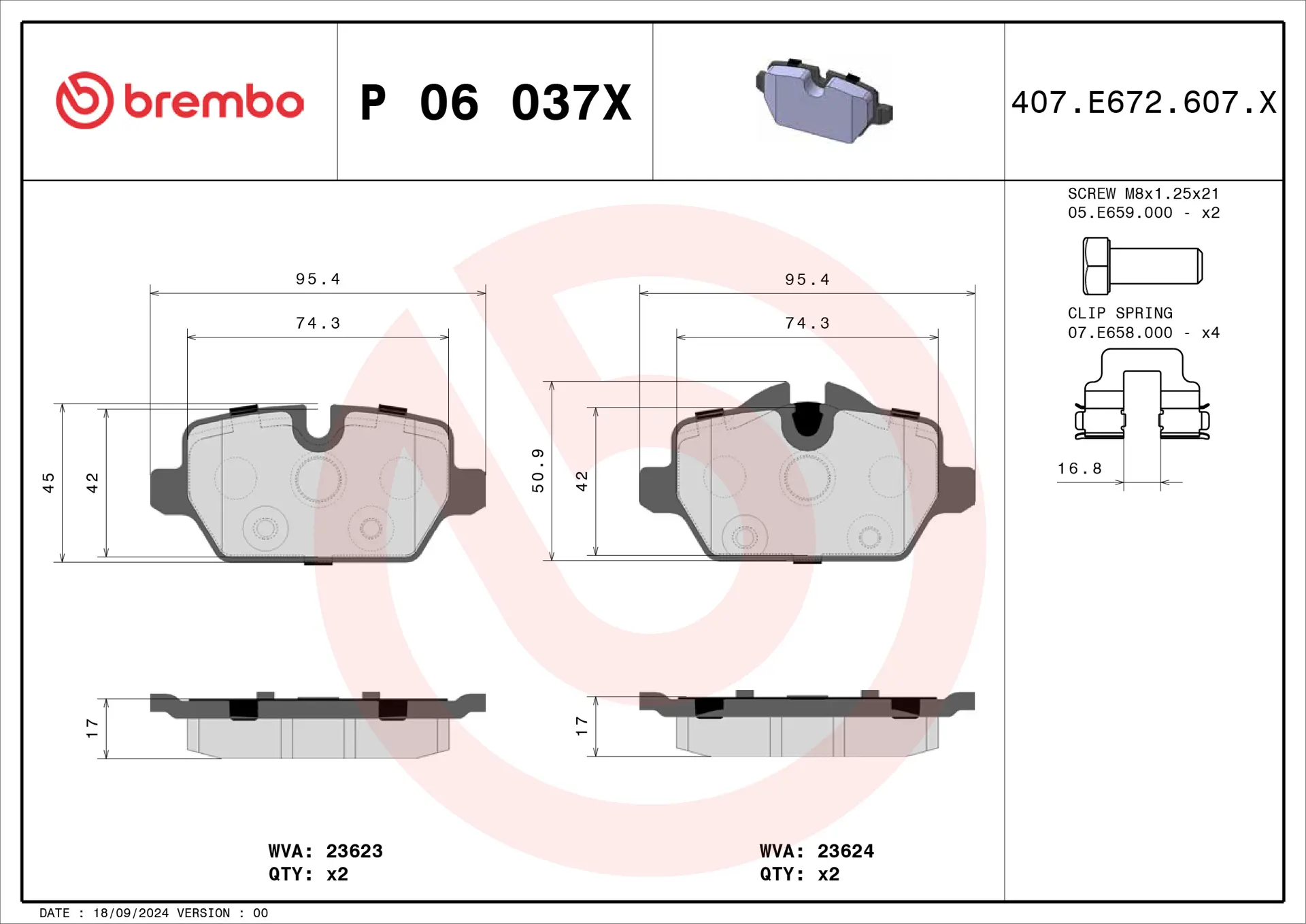 BMW 3 Serisi E92 316 i Arka Fren Balatası Delikli | BREMBO P06037X