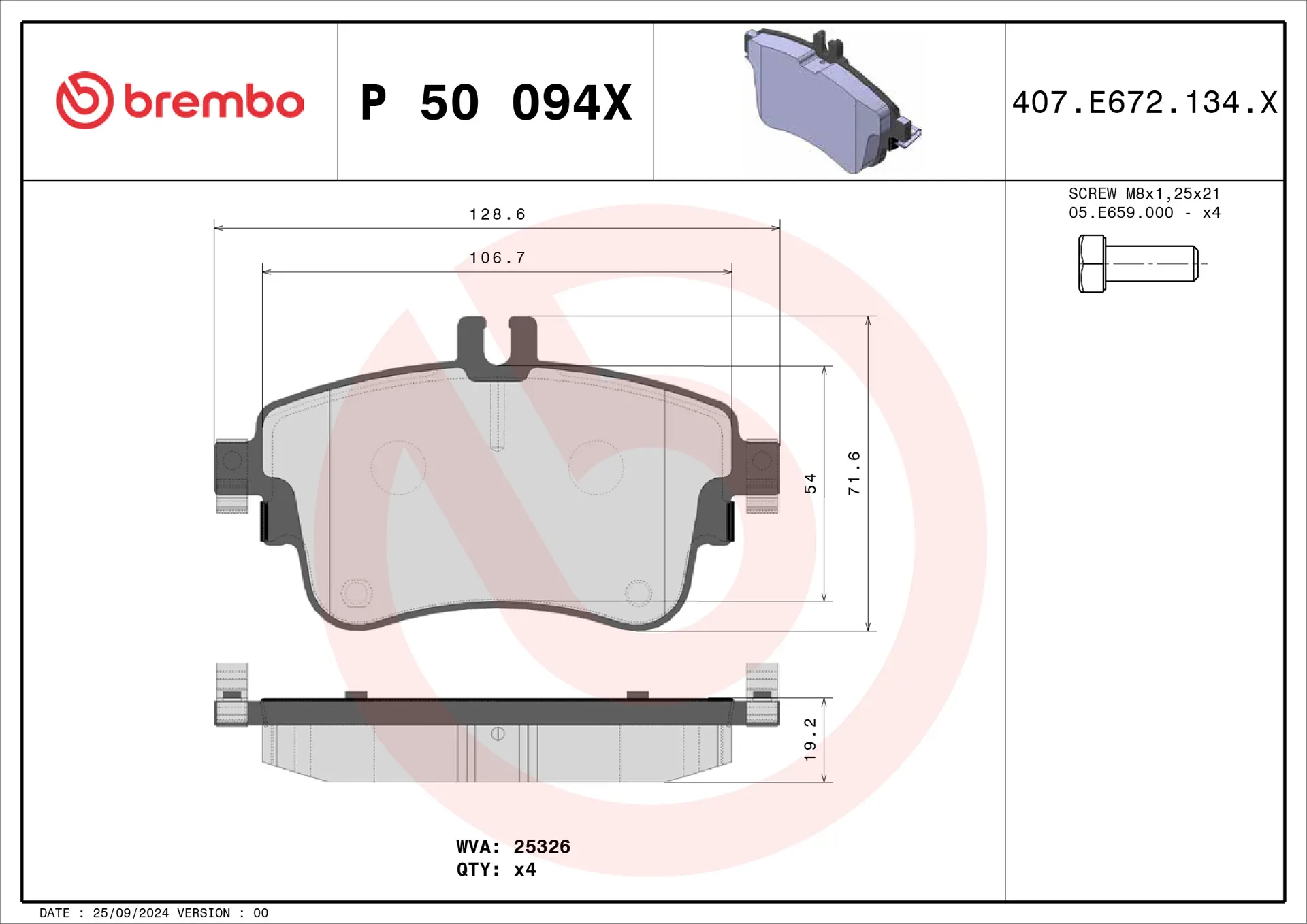 Mercedes B Serisi W246 B 200 CDI / d Ön Fren Balatası Delikli | BREMBO P50094X