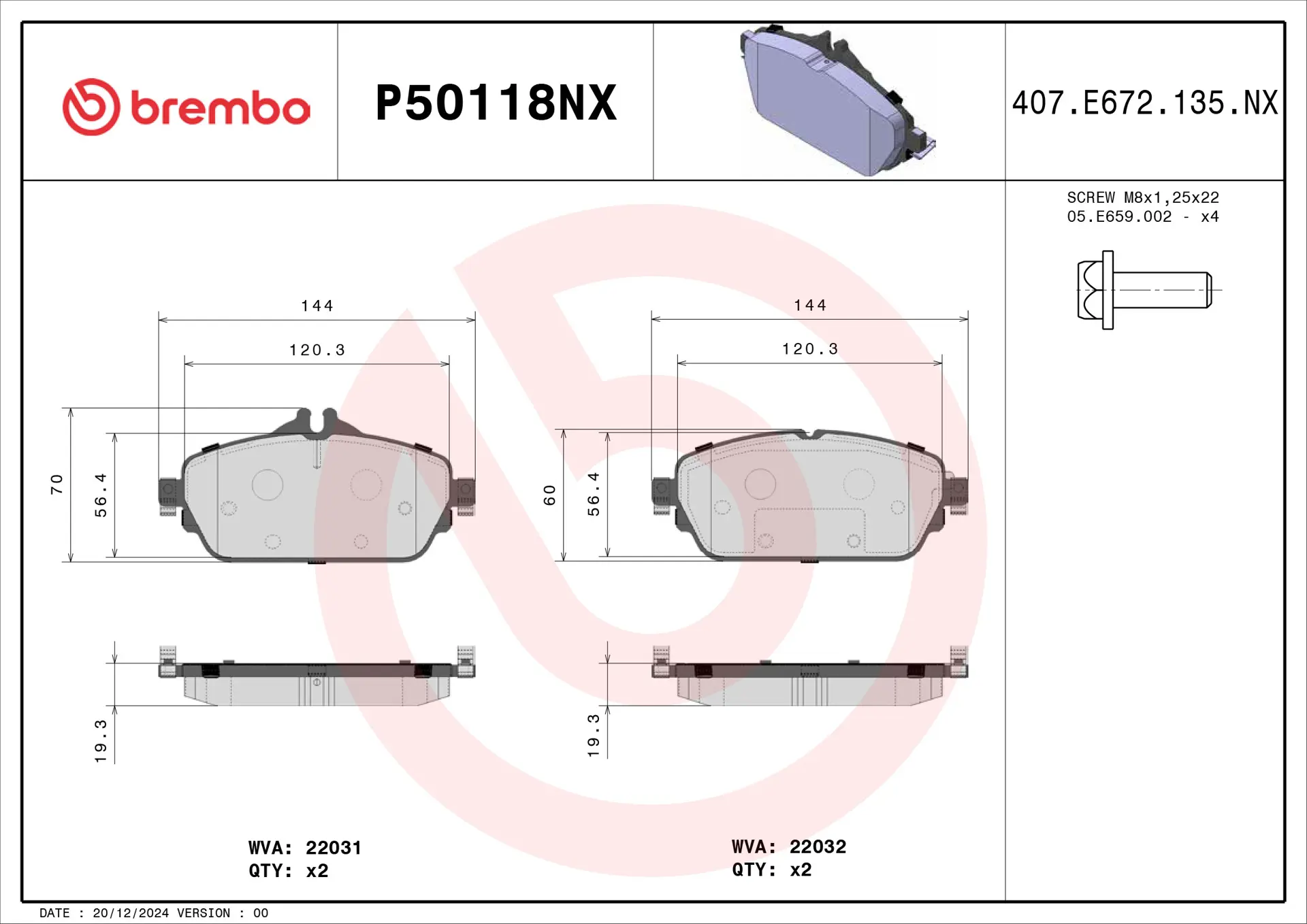 Mercedes C Serisi W205 C 180 Ön Fren Balatası Seramik | BREMBO P50118NX