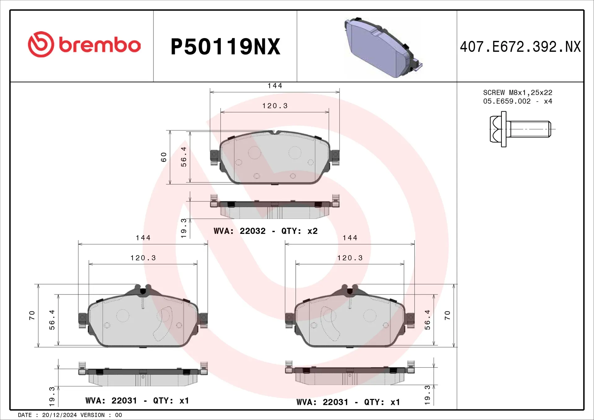 Mercedes C Serisi W205 C 180 Ön Fren Balatası Seramik | BREMBO P50119NX