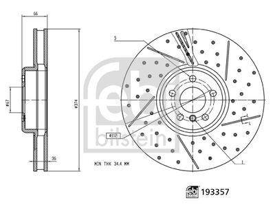 BMW 4 Serisi G22 G23 G26 G82 G83 Fren Diski Ön Sağ -M Performance | FEBI 193357