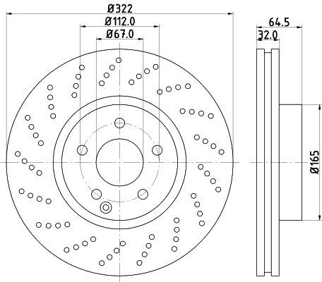Mercedes E Serisi W212 Fren Diski Havalı Ön | HELLA 8DD 355 114-231