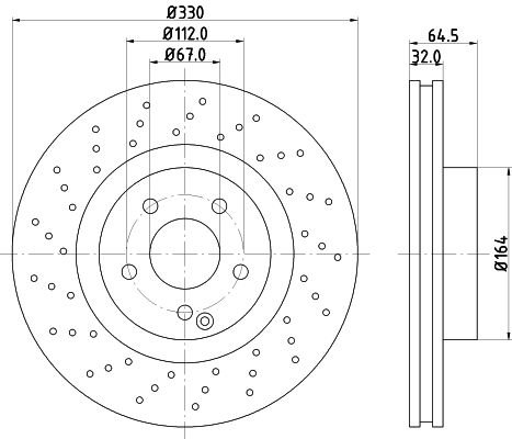 Mercedes E Serisi W211 Fren Diski Delikli Ön | HELLA 8DD 355 109-471