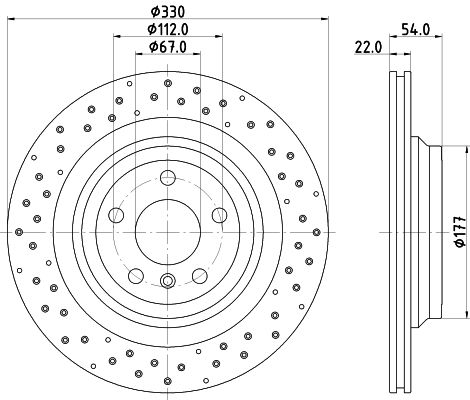 Mercedes GL Serisi W166 Fren Diski Delikli Ön | HELLA 8DD 355 122-551