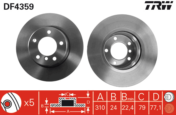 BMW 5 Serisi E60 520i M54 Ön Fren Diski | TRW DF4359