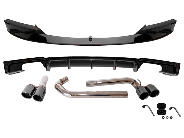 BMW 3 Serisi F30 2012-2018 Lip-Difüzör Seti Ön + Arka; <OO-OO> Egz.Çıkışlı + Egzoz Boruları -///M-Sport- 2012-18 | WENDER BA1308410