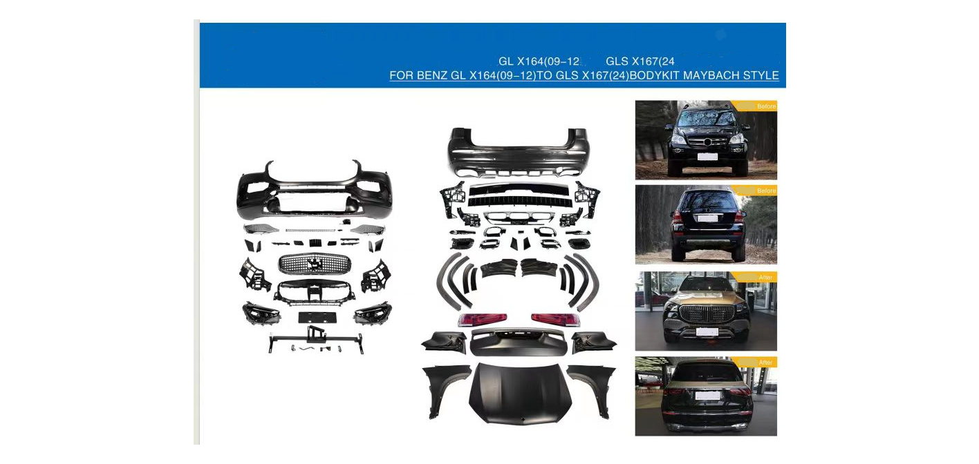 Mercedes GL Serisi X164 Komple Gövde Kiti [DONUSUM => GLS Donanım X167] Panjururlu, Kaput/Çamurluk, Far/Stop | WENDER MA1642110