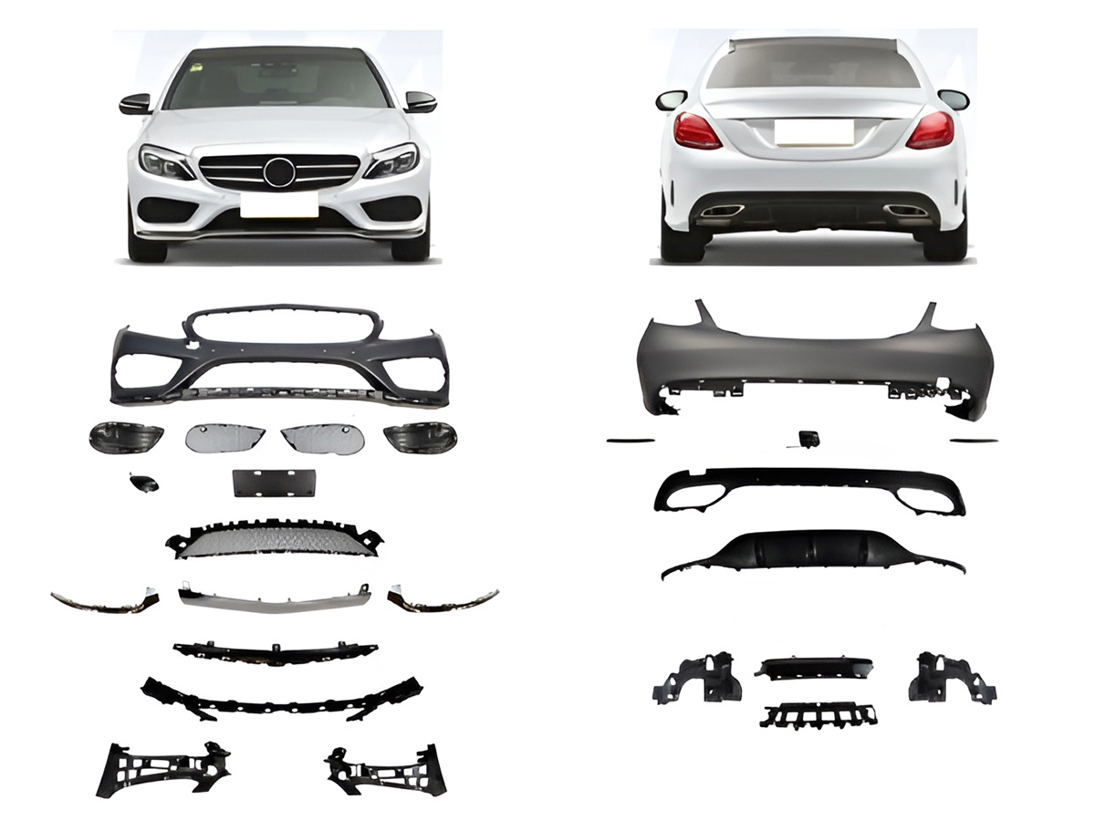 Mercedes C Serisi W205 2015-2020 Gövde Kiti Park Sensörlü: Ön, Çift Egzoz Çıkışlı (Tek+Tek) Egzoz Uçlu | WENDER MA2052110